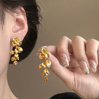 Pháp Retro Phong Cách Mới Kim Loại Hoa Tua Rua Bông Tai Nữ Ánh Sáng Sang Trọng Thiết Kế Độc Đáo Đơn Giản Tinh Tế Bông Tai