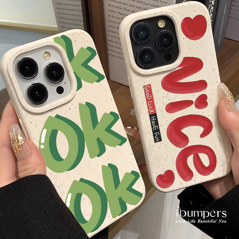 ibumpers Ốp Điện Thoại iPhone Họa Tiết Cặp Đôi Vui Nhộn Đơn Giản Cho IPhone 16 15 14 12 13 11 Pro Max IP 7 8 Plus X XS XR Ốp Lưng Ống Hút Lúa Mì Phân Hủy Thân Thiện Với Môi Trường