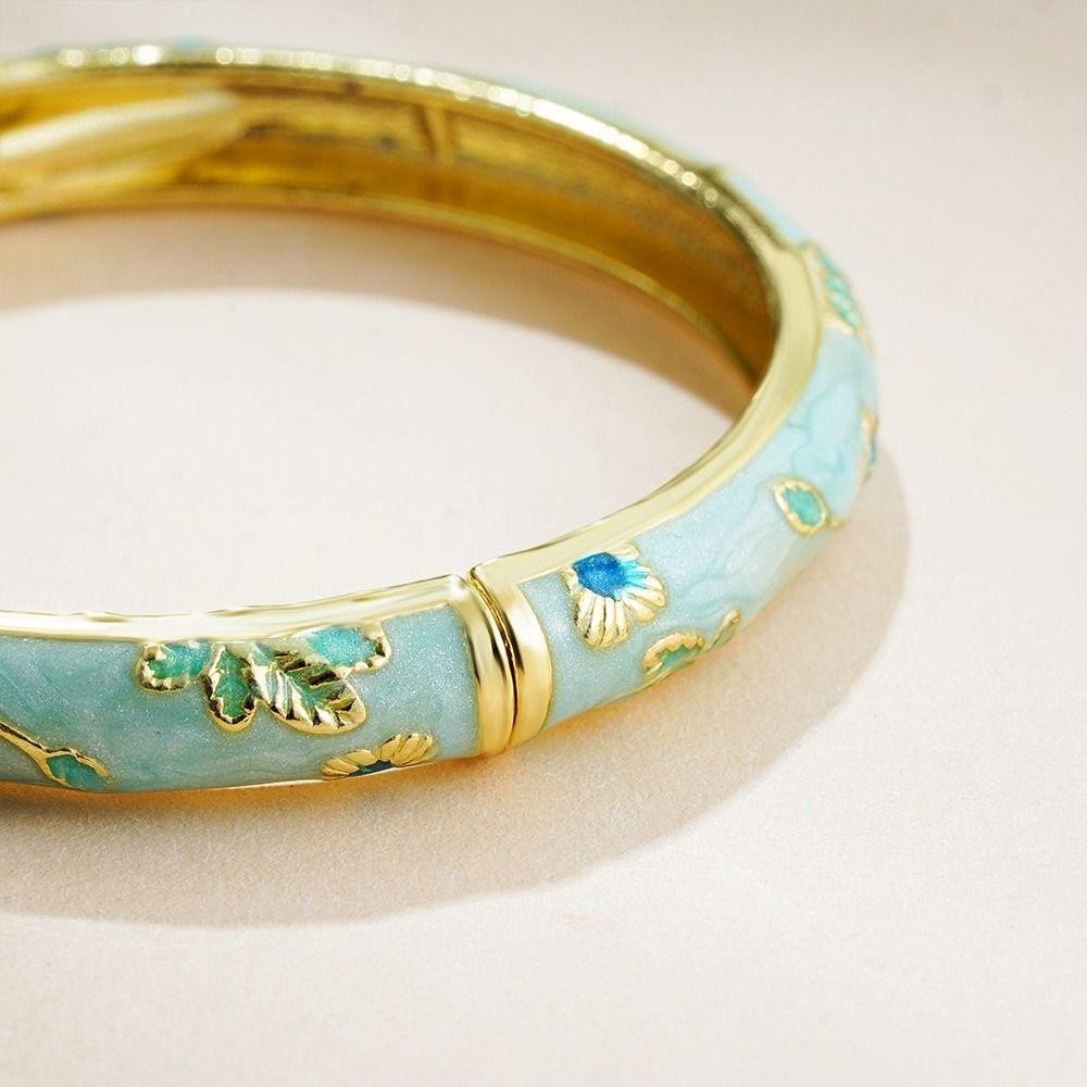 LACYES Lắc Tay Vintage Cloisonne, Hoa Rỗng Cổ Điển, Lắc Tay Dân Tộc Nữ, Trang Sức Tay