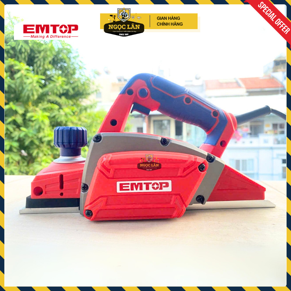 [Chính hãng] Máy bào gỗ cầm tay điện EMTOP 750W lưỡi bào 82x2mm cao cấp