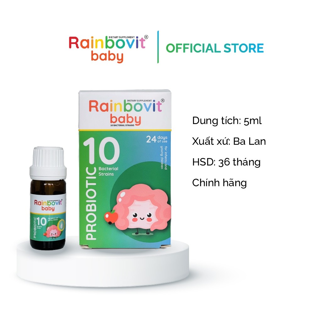Men 10 Chủng Men Vi Sinh Rainbovit Baby lọ 5ml - Cải Thiện Tiêu Hóa, Biếng Ăn, Tăng Đề Kháng