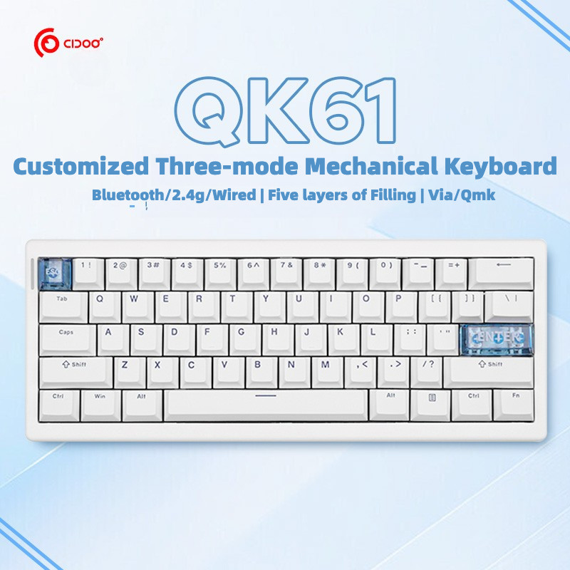 Hàng mới về!Bàn phím cơ ba chế độ CIDOO QK61 V2 VIA / QMK Đèn nền Bluetooth RGB 2.4g, có thể gập lại nóng | BigBuy360 - bigbuy360.vn