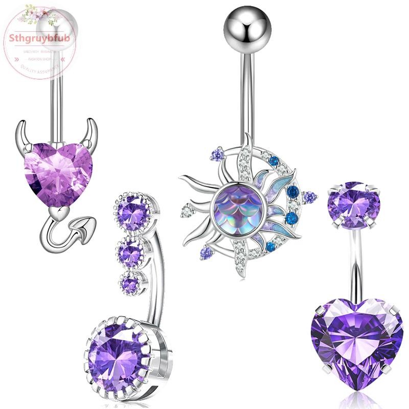 Sthb Thời Trang Trái Tim Bụng Nút Nhẫn Nữ Bé Gái Thép Không Gỉ Tinh Tế Zircon Rốn Nhẫn Trang Sức Cơ Thể Quà Tặng VN