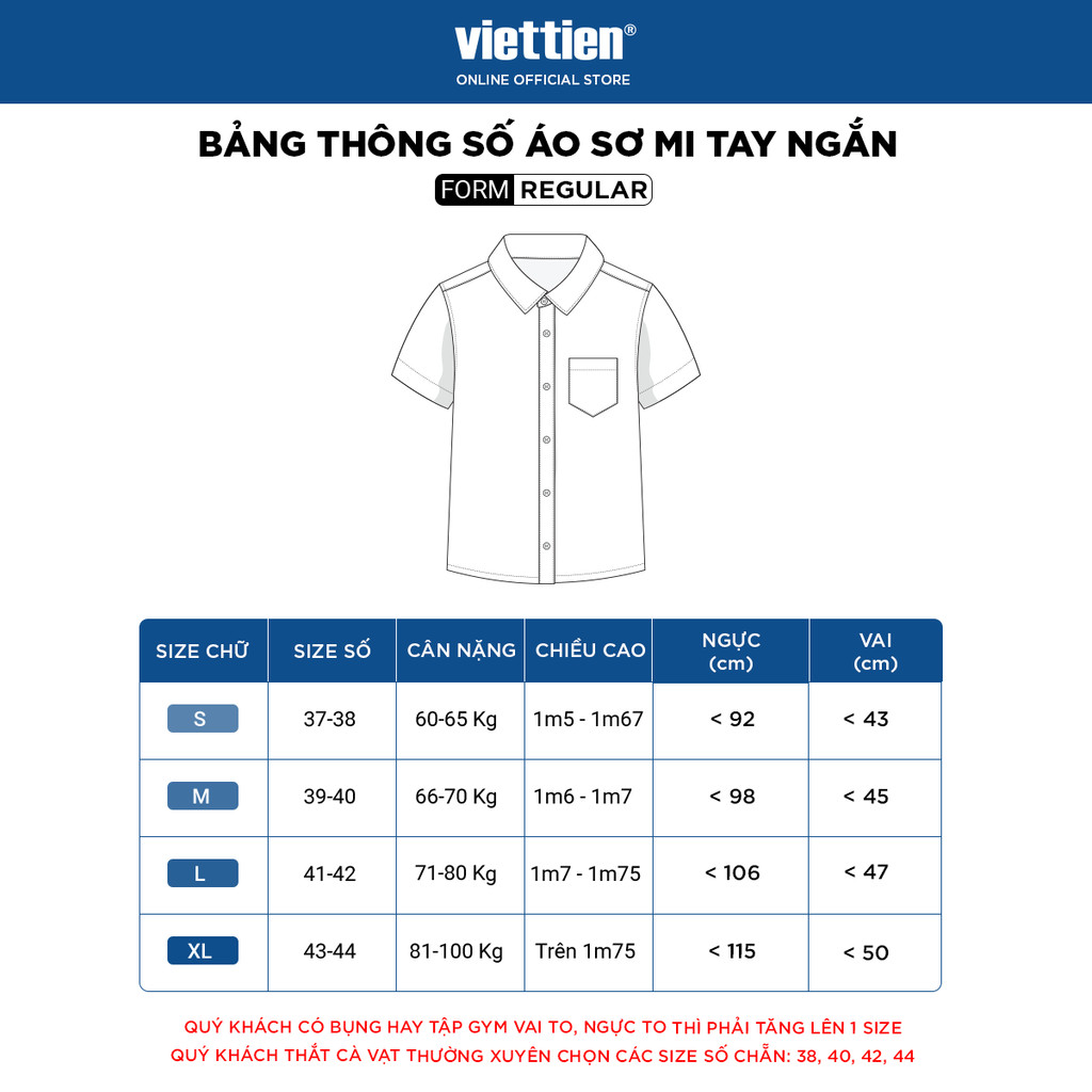 Sơmi ngắn tay vạt tròn VIETTIEN vải sợi sen phom regular VT00000079