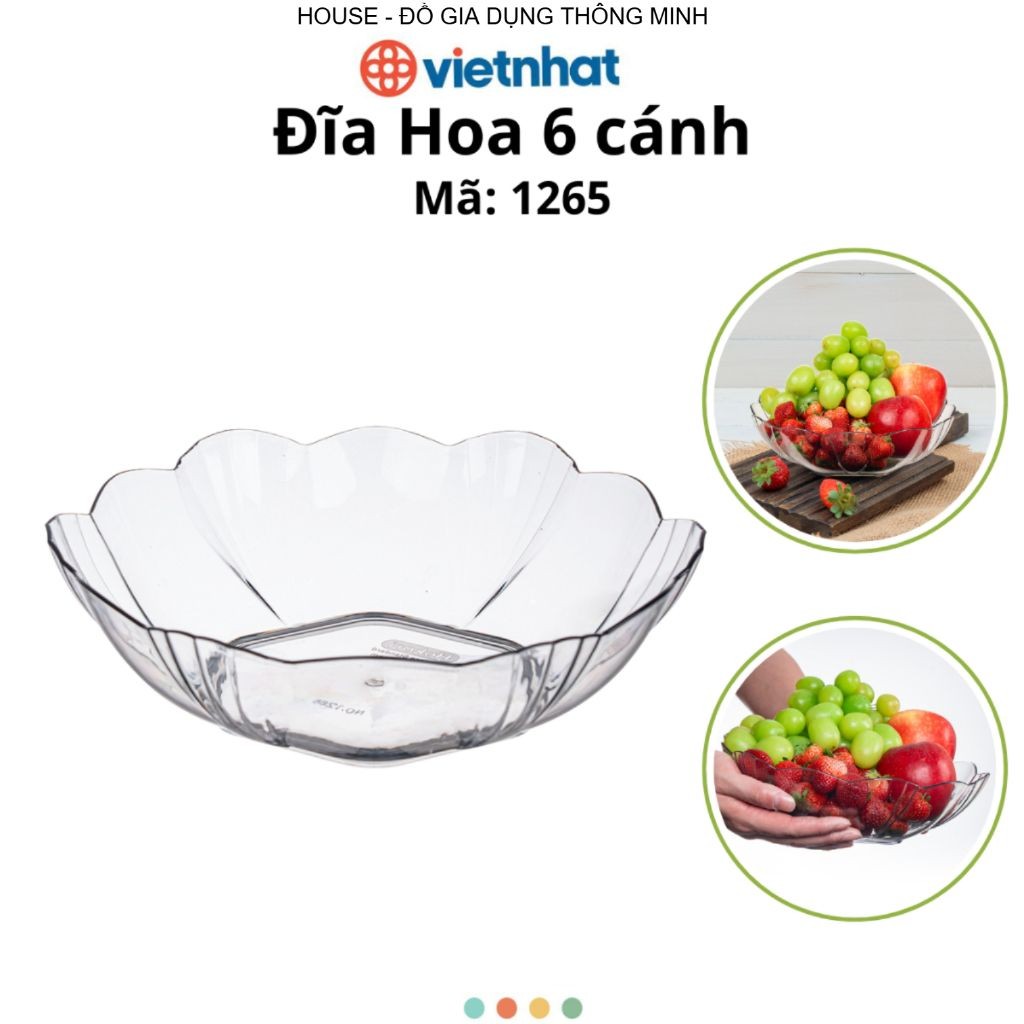 Đĩa Hoa 6 Cánh Trong Suốt Chính Hãng Việt Nhật (mã 1265)