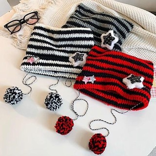 HAPPYNOOK Mũ Quỷ Ngôi Sao và Beanie Y2K Dễ Thương, Phù Hợp Thời Tiết Thu Đông