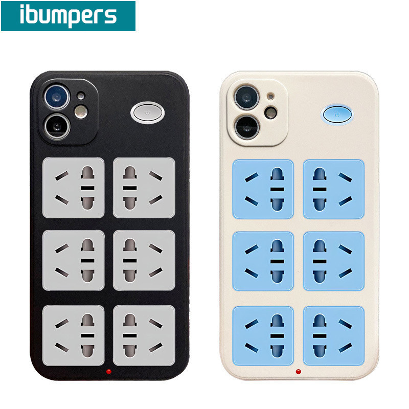 ibumpers Ốp Lưng IPhone Ngộ nghĩnh Độc Đáo Ổ Cắm Điện Họa Tiết Cho IPhone 16 15 14 12 13 11 Pro Max IP 7 8 Plus X XS XR Ốp Điện Thoại Silicon Mềm Chống Sốc