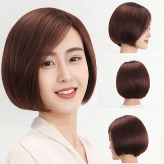 Fashion Express - Bob Tóc Giả Thẳng Có Nếp, Màu Đen Nâu, Thoáng Khí cho Phụ Nữ Phù Hợp Hàng Ngày