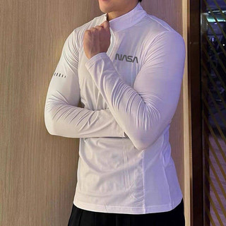 Sports Autumn and Winter Thin Long-Sleeved Sweat-Absorbent Top Training Tights Zipper Running Fitness Stand Collar Quick-Drying Men and Women KOEx