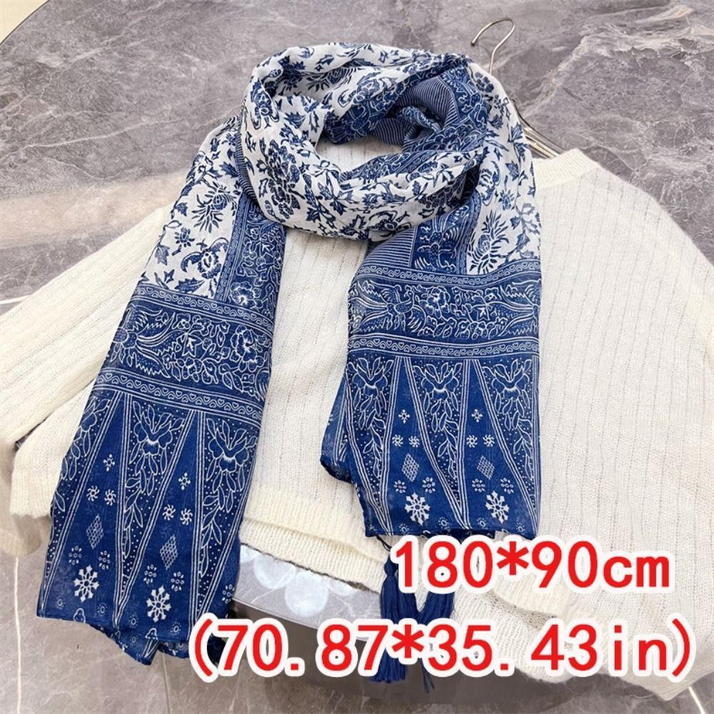 Khăn choàng mềm dài TRACEILLOIAN, Khăn quàng tua rua nữ in hình hạt điều, Khăn choàng Bohemian mỏng thời trang cổ điển 180 * 90cm ấm áp mùa đông