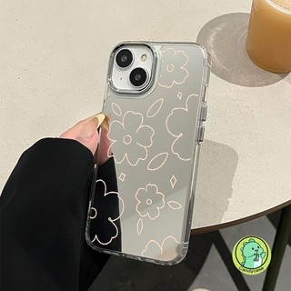 Ốp Điện Thoại Gương Hoa Line Cho Samsung Galaxy A16 A06 M55 F55 C55 M35 M52 M34 M14 F14 A55 A35 A25 A15 M15 F15 A05s M14 A54 Vỏ Trang Điểm Mềm Mại Đơn Giản Dễ Thương