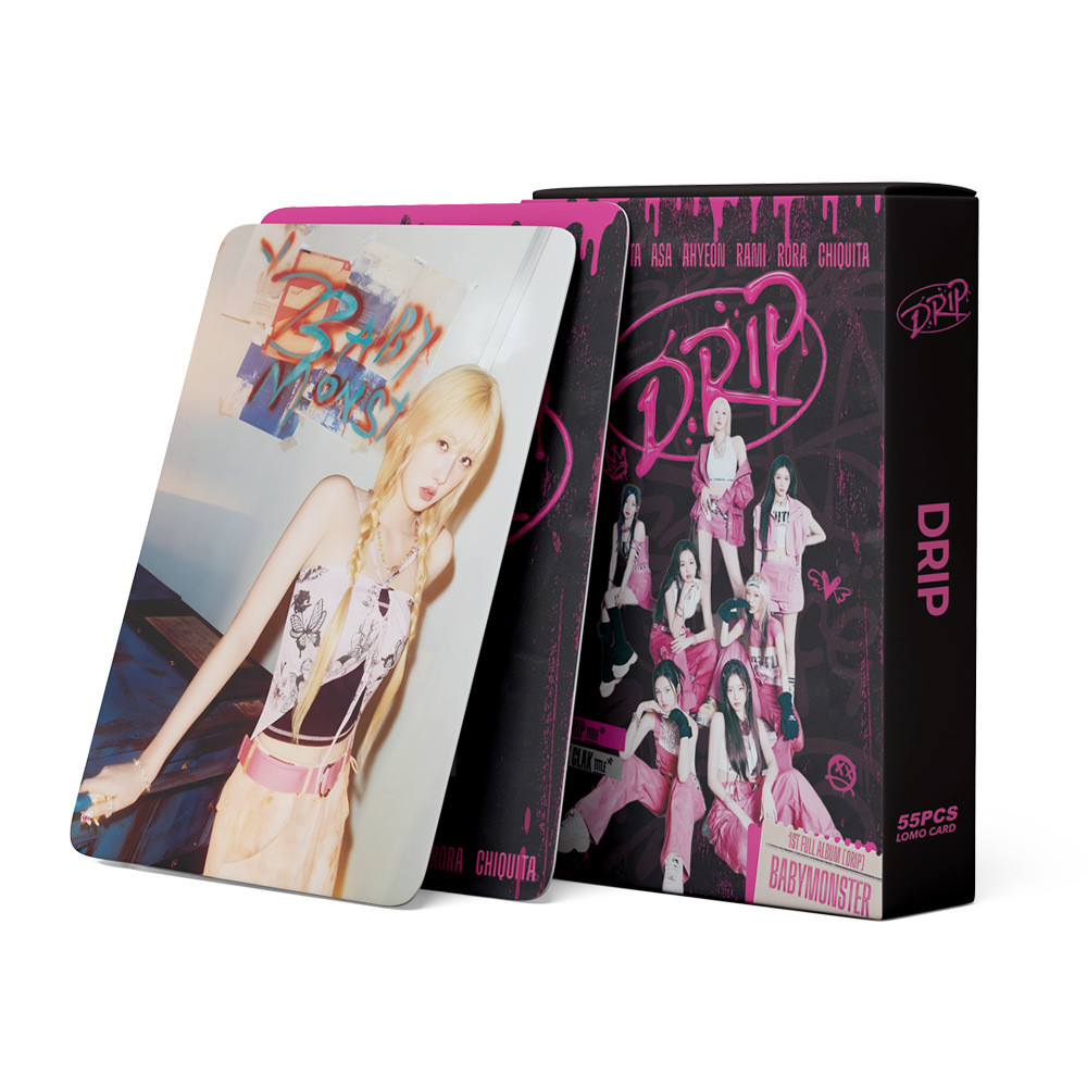 HK1 55 Cái / bộ BABYMONSTER 1ST FULL Album DRIP RAMI Ruka AHYEON thẻ ảnh hai mặt LOMO thẻ KH1