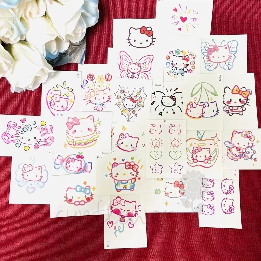 [Hướng dương] Nhãn dán hình xăm mèo Dopamine hoạt hình dễ thương không thấm nước lâu trôi