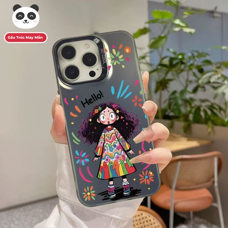 Ốp Lưng iPhone Cô Bé Hoạt Hình Công Nghệ IMD - Chống Vân Tay & Chống Trầy | Tương Thích iPhone 16/15/14/13/12/11 Pro Max