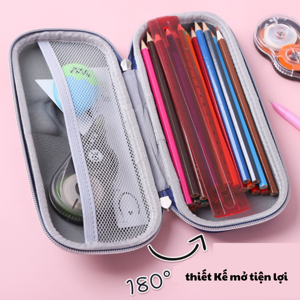 Hộp Đựng Bút Họa Tiết In Nổi 3D Vải Chống Thấm Nước Nhiều Mẫu Cute Khóa Kéo Dễ Thương