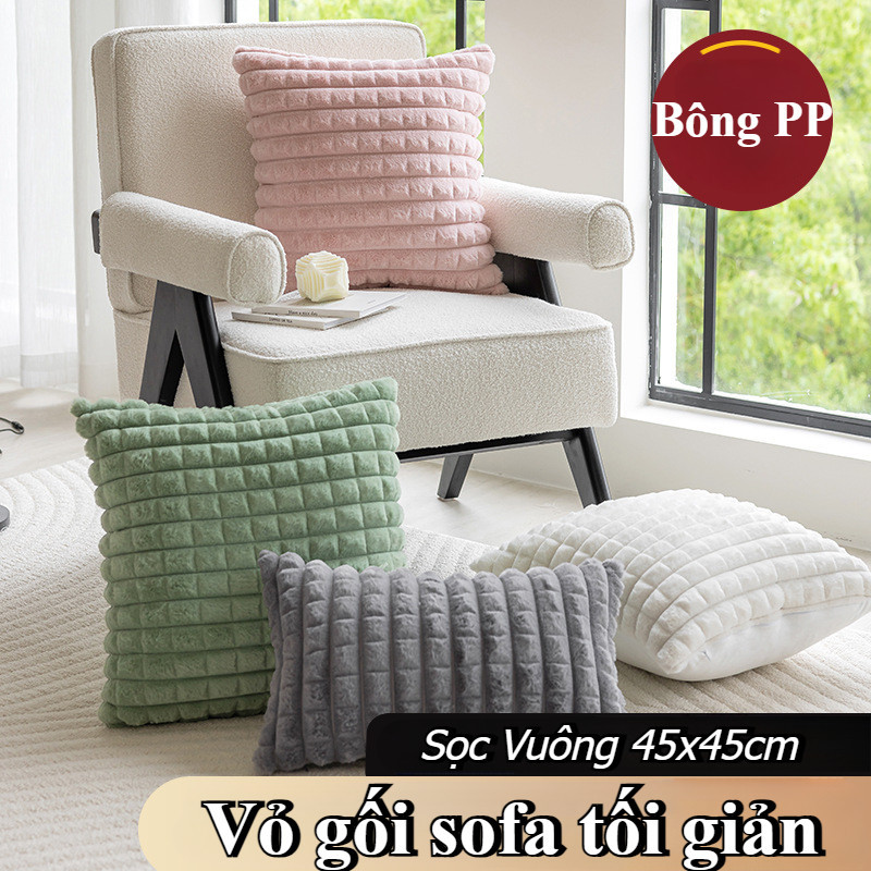 Gối tựa lưng sofa nhung lông dệt nổi mềm mịn cao cấp cả vỏ 45x45cm, Mềm Mại,Cao Cấp Trang Trí Sofa