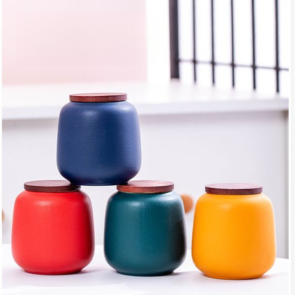 Bộ đồ đá di động Gốm sứ mờ Kích thước nhỏ Hộp đựng trà có nắp & Hộp đựng du lịch chống ẩm kín & Hộp đựng đồ