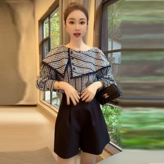 [318 Người Giao hàng trong vòng 7 giờ] Thiết kế kẻ sọc phong cách phương Tây thời trang kiểu Pháp Áo sơ mi dài tay có ve áo không đều 2025 Áo sang trọng mùa xuân