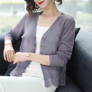 Áo khoác cardigan nữ lụa lạnh mỏng, tay ngắn, chống nắng, phong cách thời trang 2025
