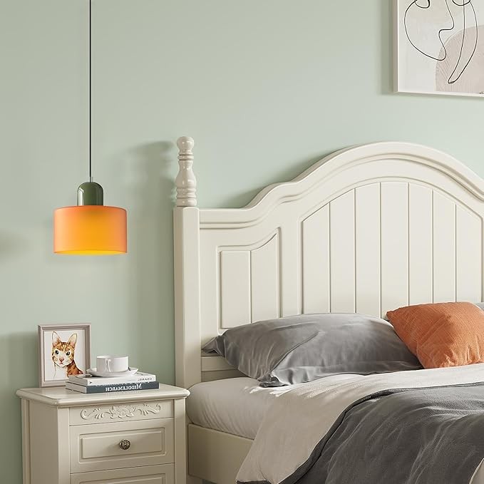 Đèn chùm kính màu cam cổ điển, Đèn dây chuyền dài đầu giường Led, Thanh bàn ăn Cafe Đèn treo trang trí thương mại