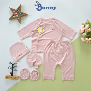 Bộ cài chéo sơ sinh 5 món thun lạnh Modal mềm mát hiệu Bunny cho bé 3-6kg
