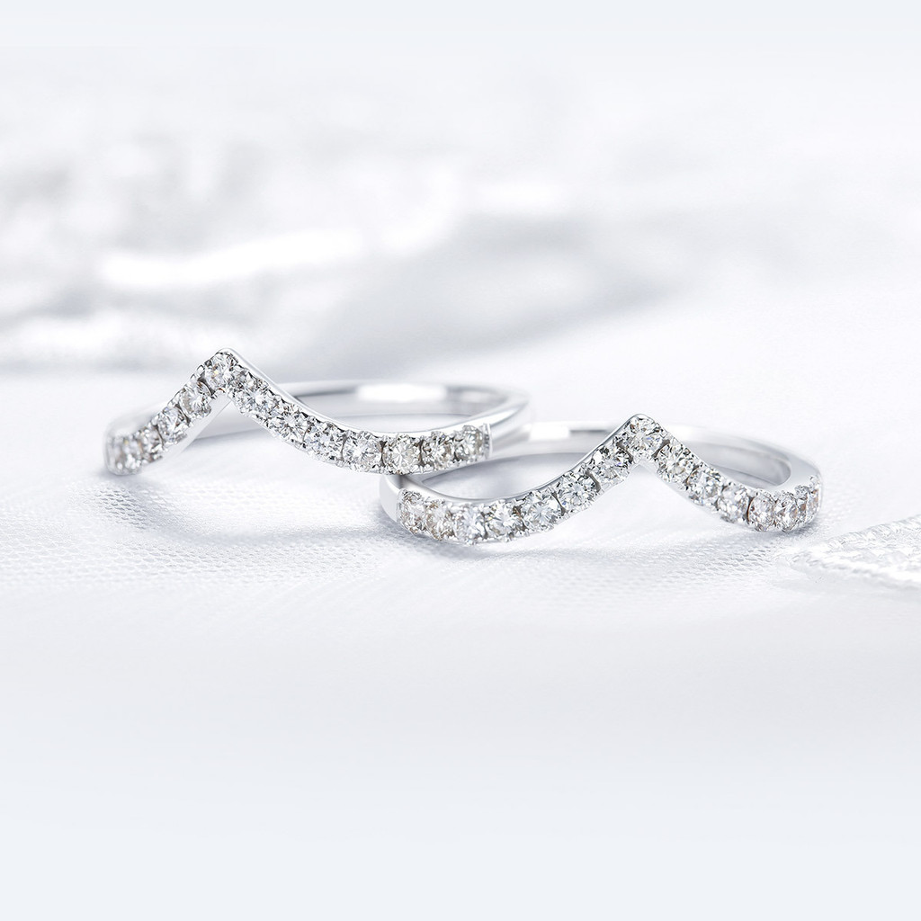 Nhẫn Zircon Hình Chữ V Thời Trang Có Thể Điều Chỉnh Độc Đáo Đơn Giản Nhân Vật Nhẫn Nữ