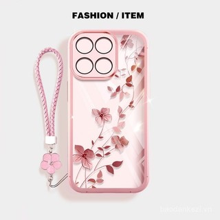 Ốp điện thoại phong cách YBD INS cho Honor X8C X5B Plus X7C X6B X6S X6 X8 X6A X7 X7A Plus X30i X8A X8B Play 60 Plus Honor 200 Smart 5G, vỏ silicone trong suốt hình hoa dây leo
