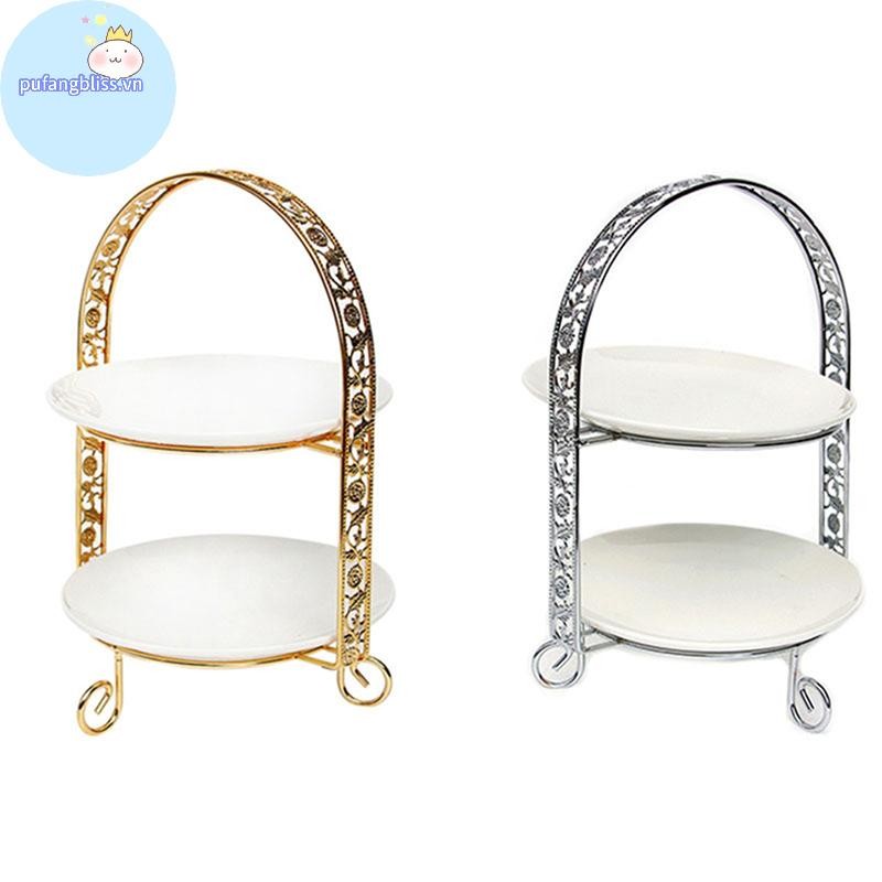 Pufangbliss Đế Bánh Kim Loại Hai Lớp Hình Vòm Trái Cây Vàng Món Tráng Miệng Giá Trang Trí Tiệc VN