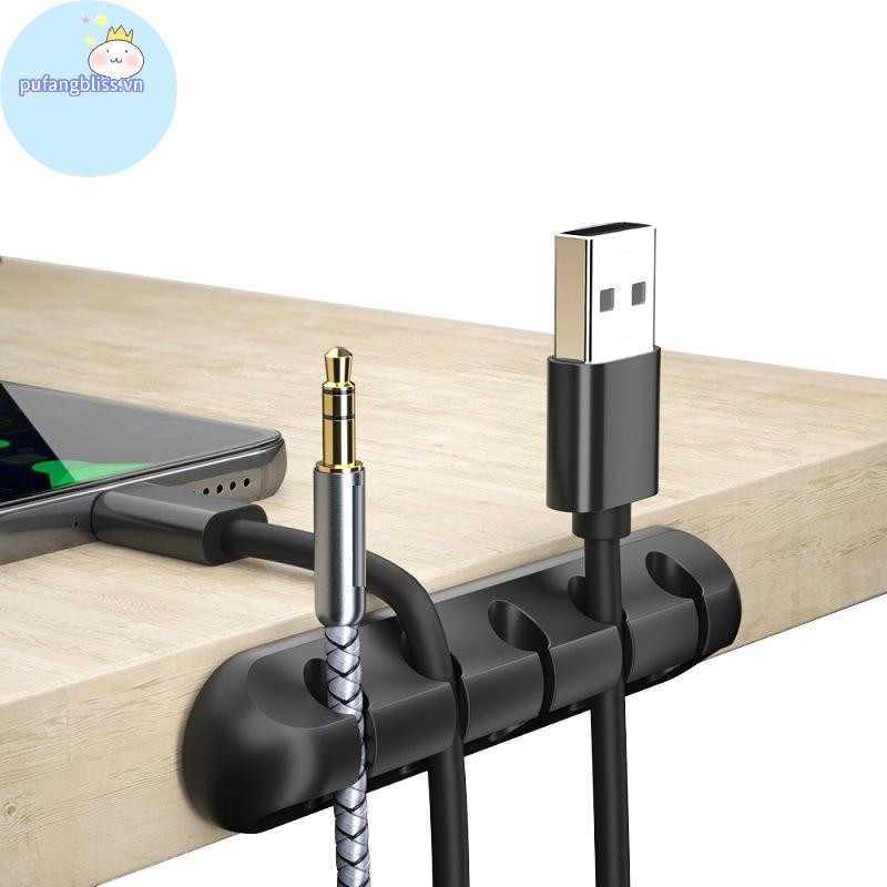 Pufangbliss Cáp Tổ Chức Quản Lý Dây Giá Đỡ Cáp USB Linh Hoạt Cuộn Dây Kẹp Silicon Nhỏ Cho Bàn Phím Chuột Bảo Vệ Tai Nghe VN