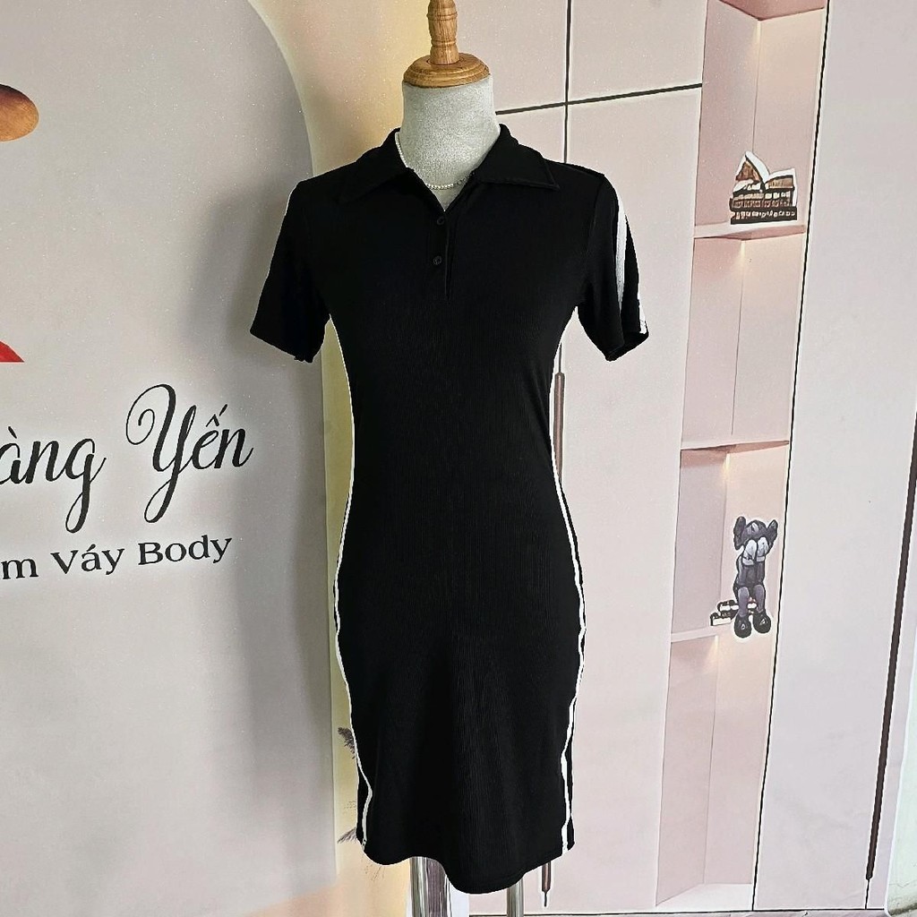 Đầm body thể thao ôm dáng, viền sọc tạo điểm nhấn trẻ trung váy mặc Nữ Women Dress