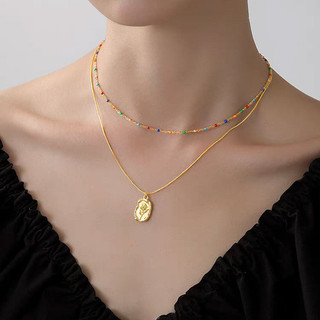 Vòng cổ phong cách Pháp Vòng cổ hoa tulip Nữ Mặt Dây chuyền hoa hồng vàng 18k mạ thép titan mặt dây chuyền hoa tulip