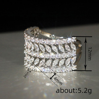 Nhẫn Zircon Lá Bạc S925 Trang Sức Thời Trang Đơn Giản Quà Tặng Nữ