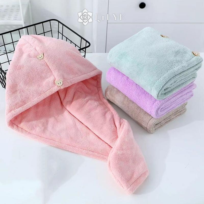 Qrhyk Tóc Dài Nhanh Khô Khăn Nữ Chắc Chắn Tắm Phòng Tắm Tắm Siêu Thấm Hút Turban Tóc Sấy Mới