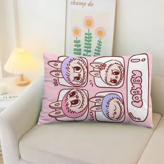 Labubububu Hoạt Hình Dễ Thương Bubble Mart Một Mặt In Hình Chữ Nhật Polyester Gối Phòng Ngủ Sofa Trang Trí Nhà Cửa (Không Có Lõi Gối)