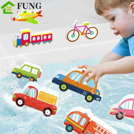 Fung Phòng Tắm Chơi Trò Chơi Nước Đồ Chơi, Giáo Dục Sớm Nổi Trẻ Em Xếp Hình Đồ Chơi Tắm, Bồn Tắm Nước Đồ Chơi DIY Miếng Dán Đồ Chơi EVA Xe Thuyền Bé Xếp Hình Đồ Chơi Trẻ Em Trẻ Em