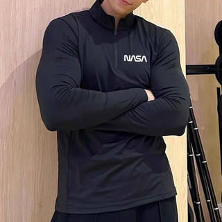 Sports Autumn and Winter Thin Long-Sleeved Sweat-Absorbent Top Training Tights Zipper Running Fitness Stand Collar Quick-Drying Men and Women KOEx