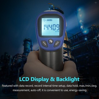 Máy đo tốc độ kỹ thuật số cầm tay, đo 2,5-99999RPM, màn hình LCD đèn nền, dùng cho máy tiện động cơ