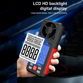 Habotest HT605 LCD Đo nhiệt kế kỹ thuật số, tốc độ gió, độ ẩm 2.2 inch, lưu lượng không khí