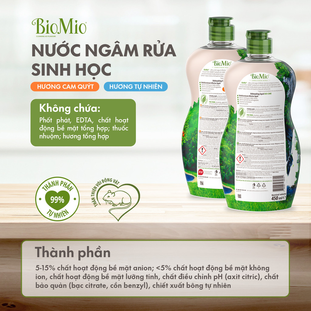Mô tả Nước rửa chén bát hữu cơ BIOMIO BIO-CARE 450ml đa năng an toàn rửa được trái cây rau chén bát em bé - 7