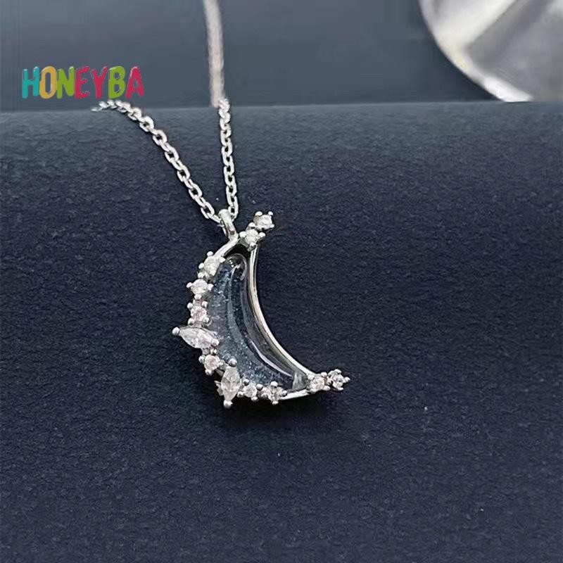 < Honeyba > Vòng cổ mặt dây chuyền hình trái tim pha lê thời trang đơn giản dành cho nữ Cô gái Tính khí Vòng cổ giả tưởng thanh lịch Quà tặng trang sức