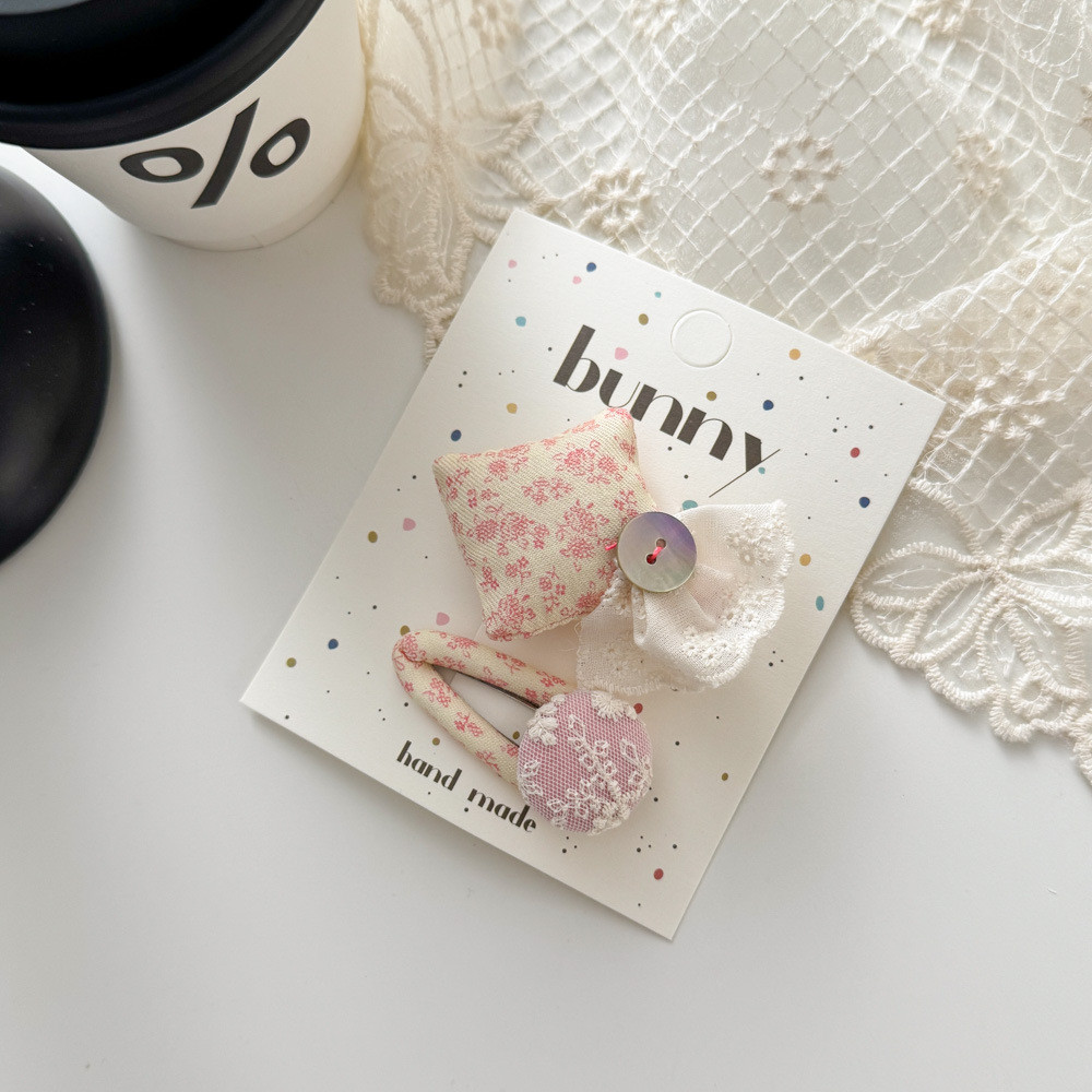 Kẹp tóc bé gái Bộ kẹp tóc nơ ren hoa