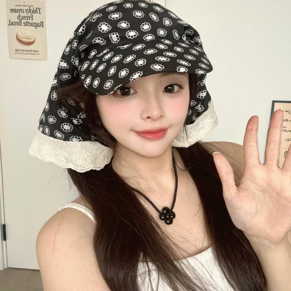 Mũ chống nắng SEYAWSON, Mũ trùm đầu buộc dây hình tam giác, Bảo vệ cổ UV khô nhanh thông thường Mũ leo núi ngọt ngào dành cho nữ Xuân hè