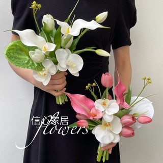 Bó hoa cưới côdâucalla huệ tulip côdâu từ hoa nhân tạo CEVERIA C0263