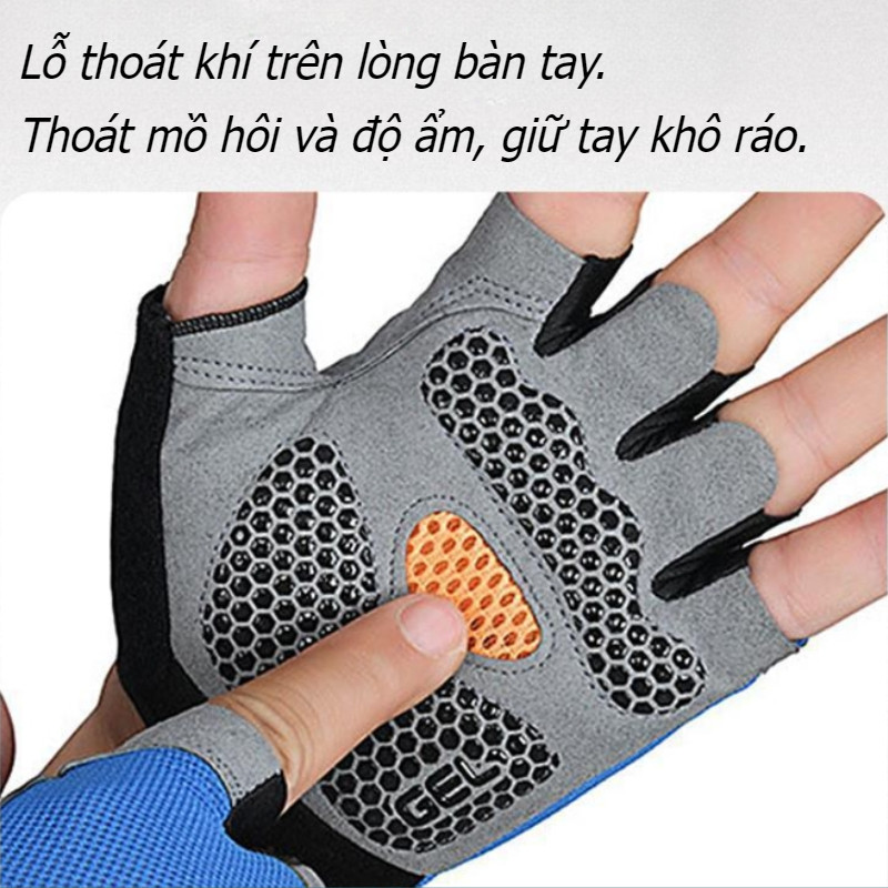 Găng tay Bao tay Thể Thao tập gym Nửa Ngón Chống Sốc chống trượt Cho Nam Nữ,Găng tay giảm xóc tổ ong