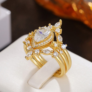 Bộ 3 Món S925 Bạc Zircon Nhẫn Trang Sức Thời Trang Đơn Giản Quà Tặng Nữ