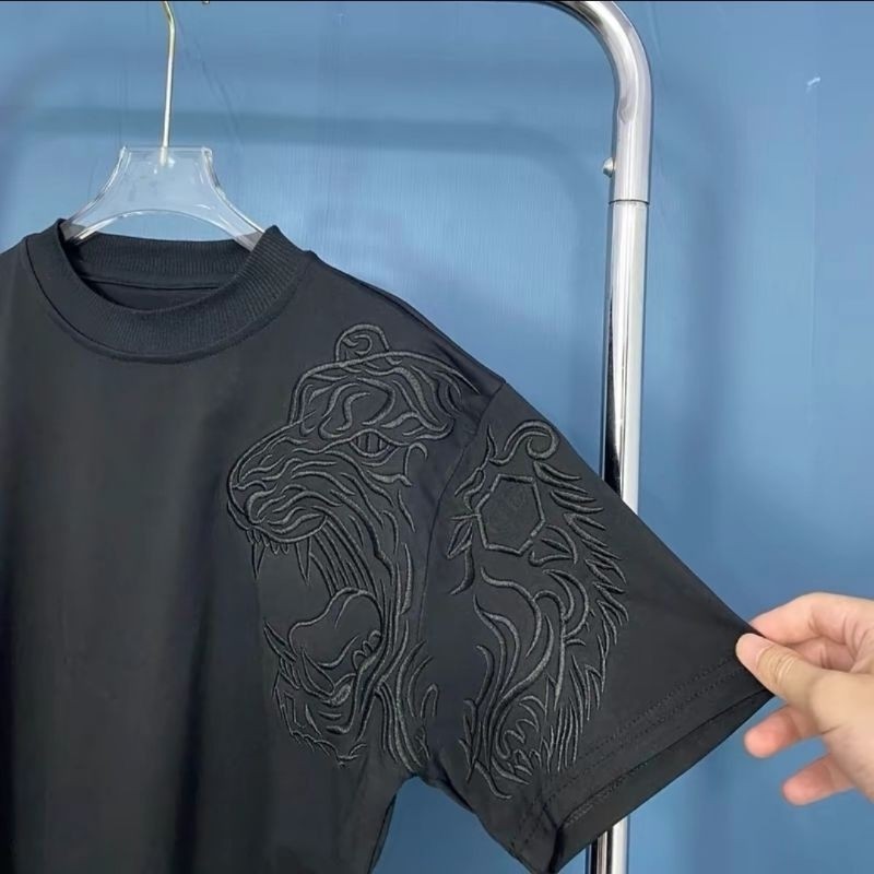 Áo Thun Thêu Hổ 1 Vai Philipp Plein qp KCloset Áo Phông Cotton Dày Dặn Dáng Rộng Nam Nữ NA452