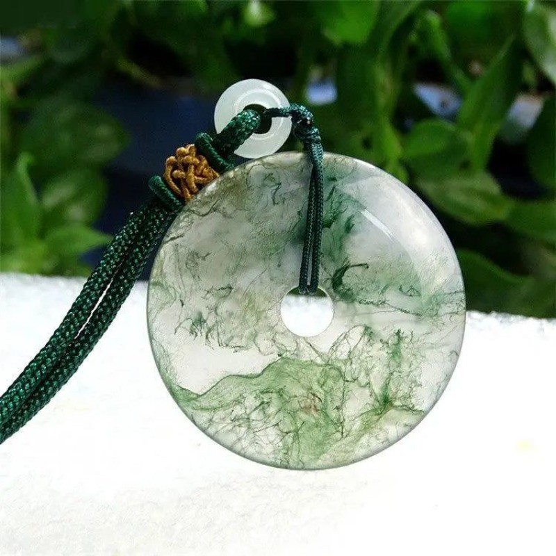 Mặt dây chuyền khóa an toàn mã não thủy sinh tự nhiên Mặt dây chuyền Chalcedony Boutique tròn