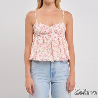 Dây đeo Spaghetti không tay dành cho nữ in hoa mùa hè Babydoll Tank Tops