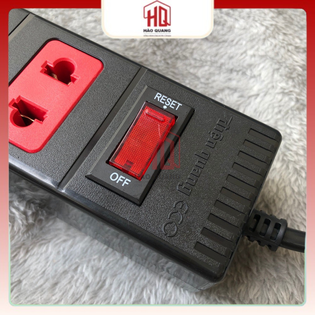 Ổ Cắm Điện Quang ĐQ ESK 5BR 32ECO – 3 Ổ Cắm 2 Chấu, Dây 2m/5m, Màu Đen Đỏ, An Toàn Tiện Dụng