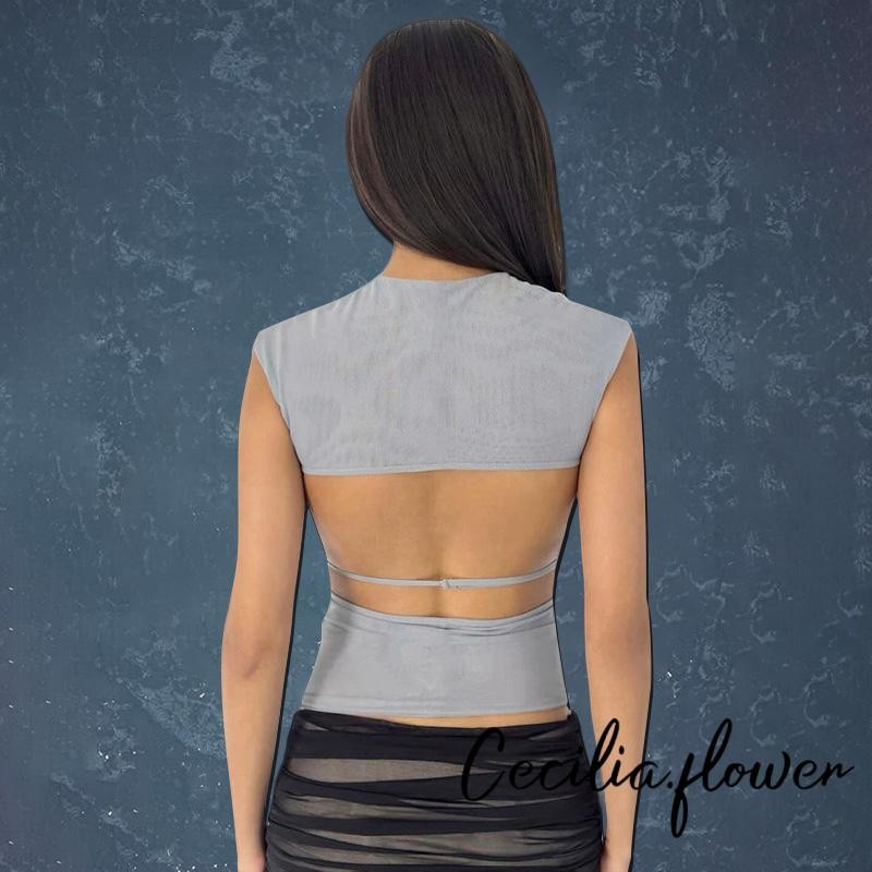 Áo thun nữ không tay thời trang bên trơn rỗng cổ tròn Slim Fit cho mùa hè